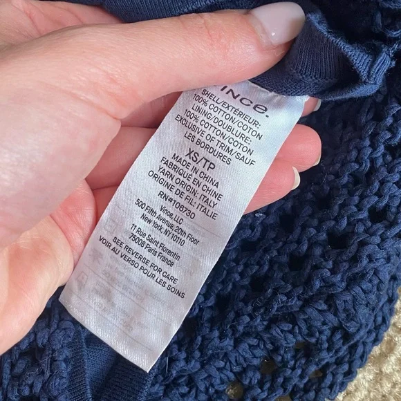 VINCE NAVY COTTON CROCHET SWEATER & TANK SET XXS/XS - Picture 9 of 15